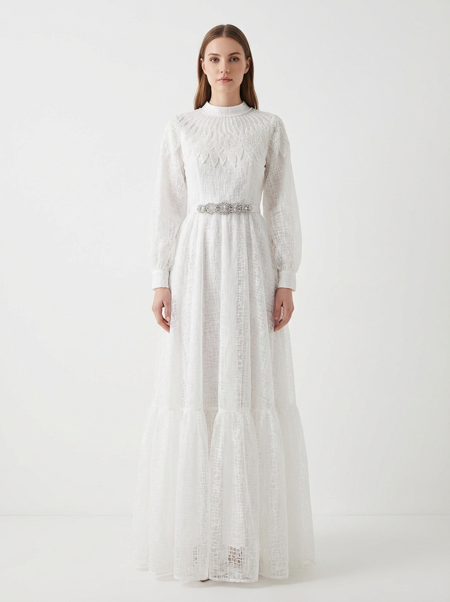 White Maxi Dress with Embellished