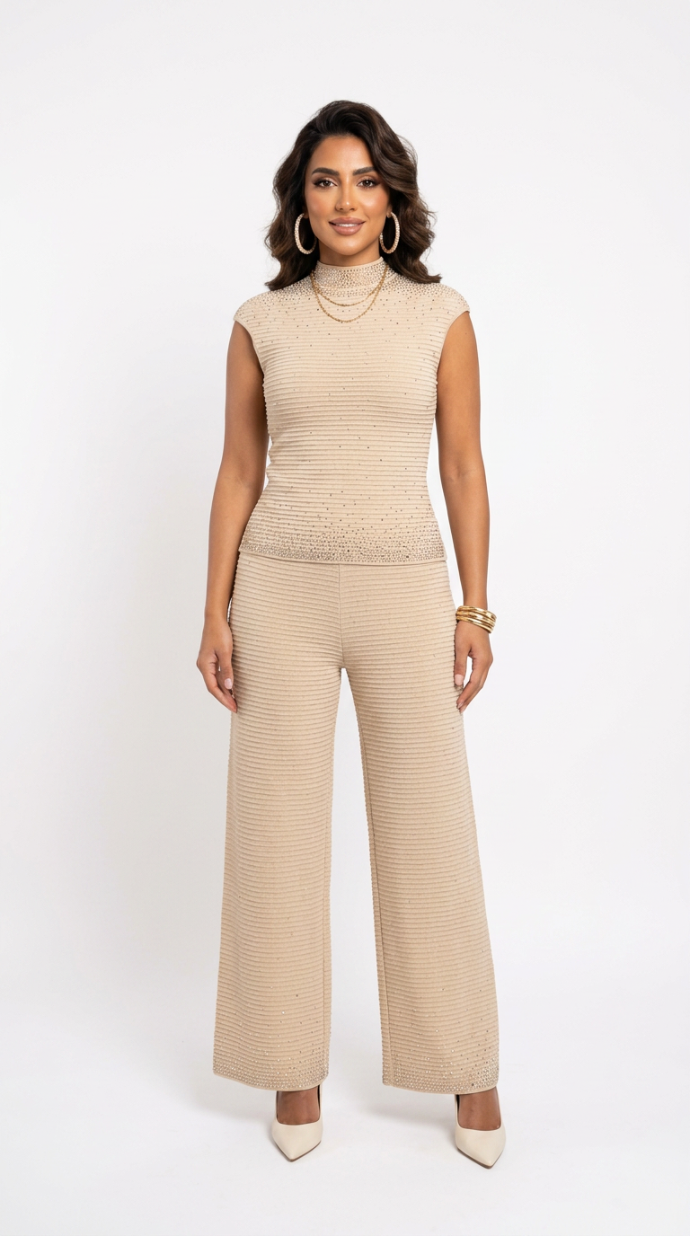 Cut Sleeve Crystal Suit
