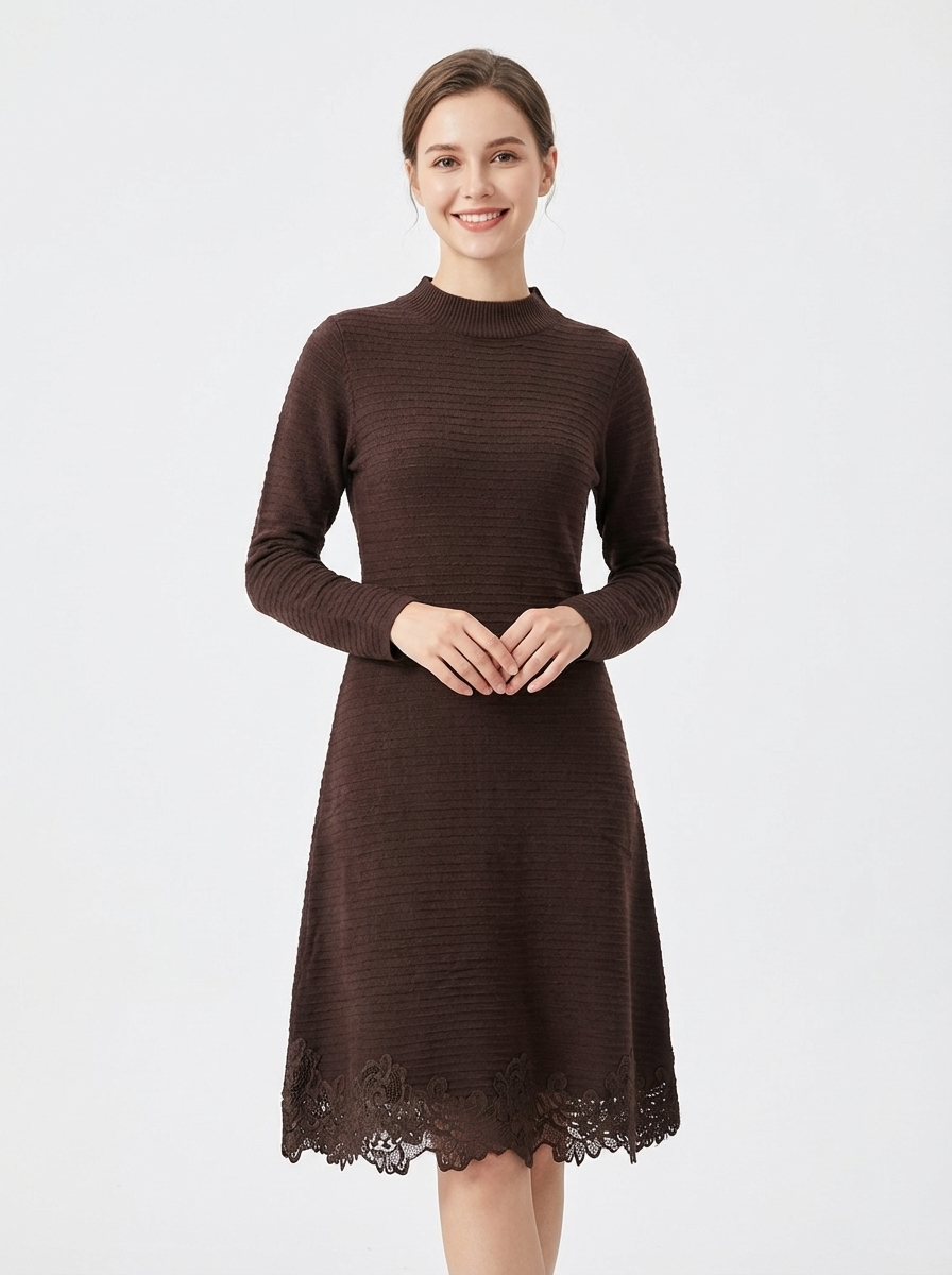 Lace Hem Knit Dress