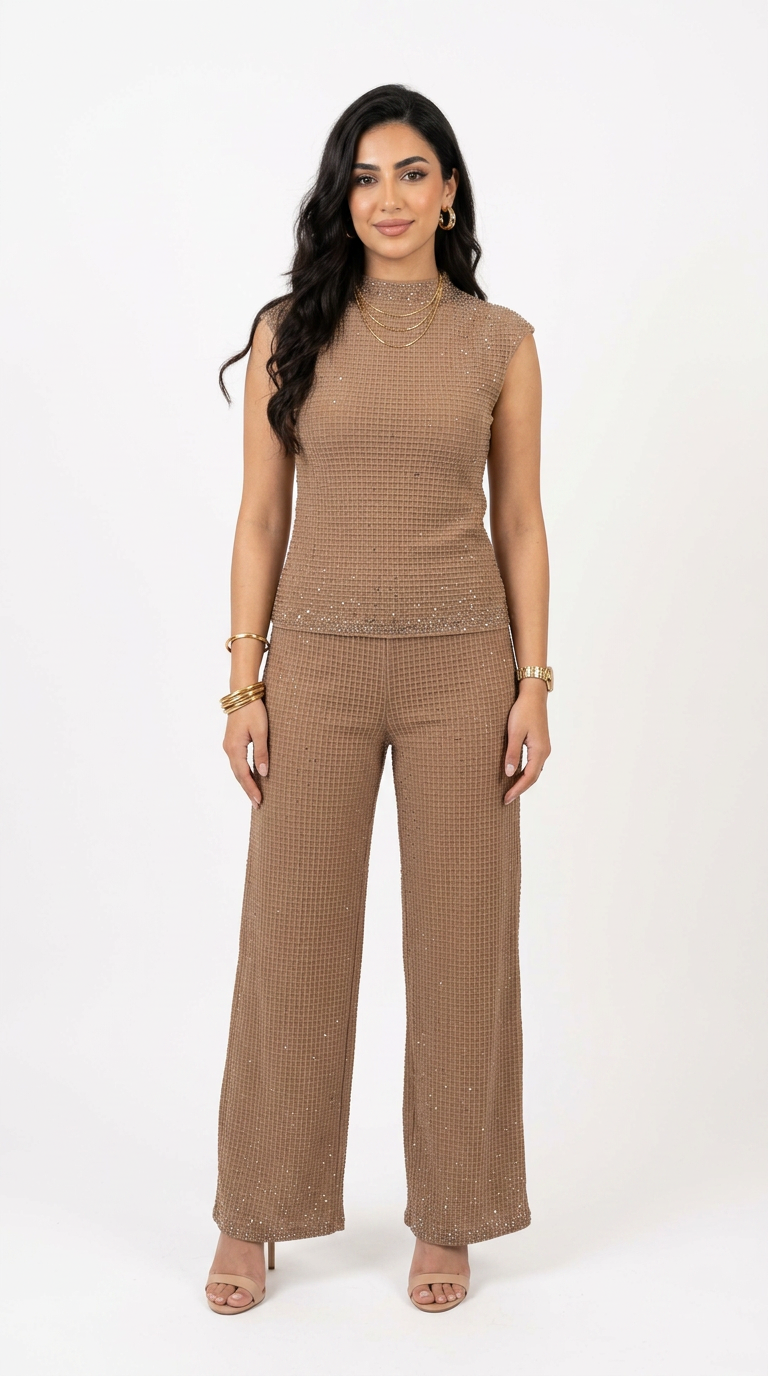 Cut Sleeve Crystal Suit