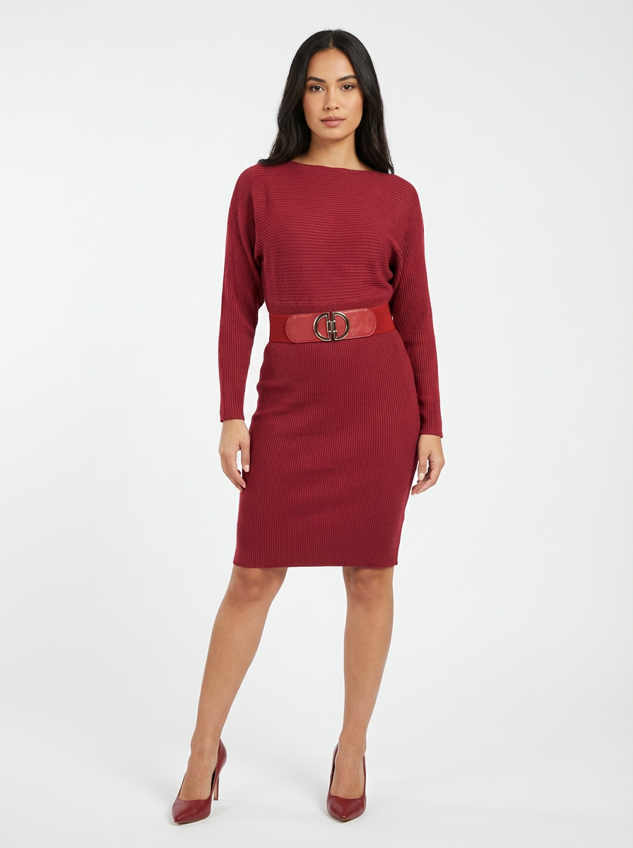 Elegant Knit Belted Dress