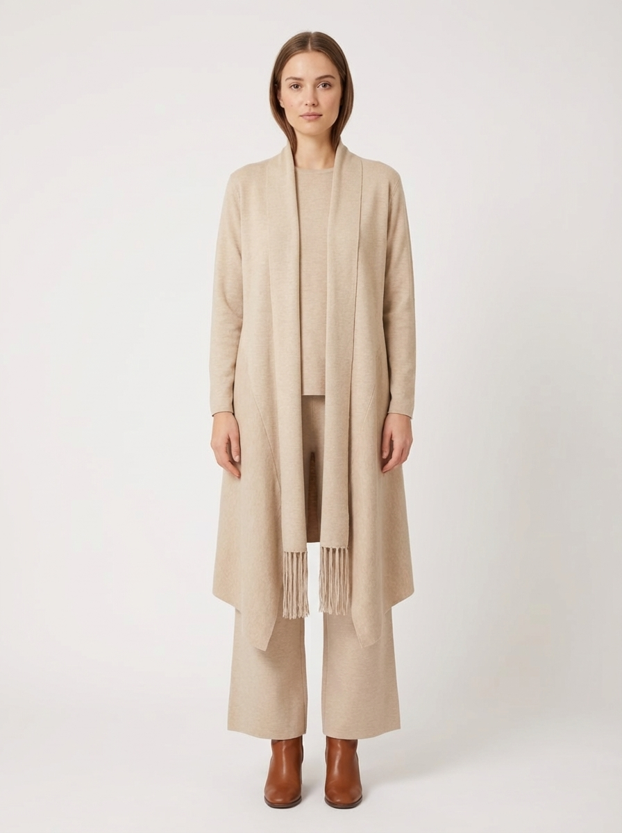 Long Soft Knit Drape Cardigan