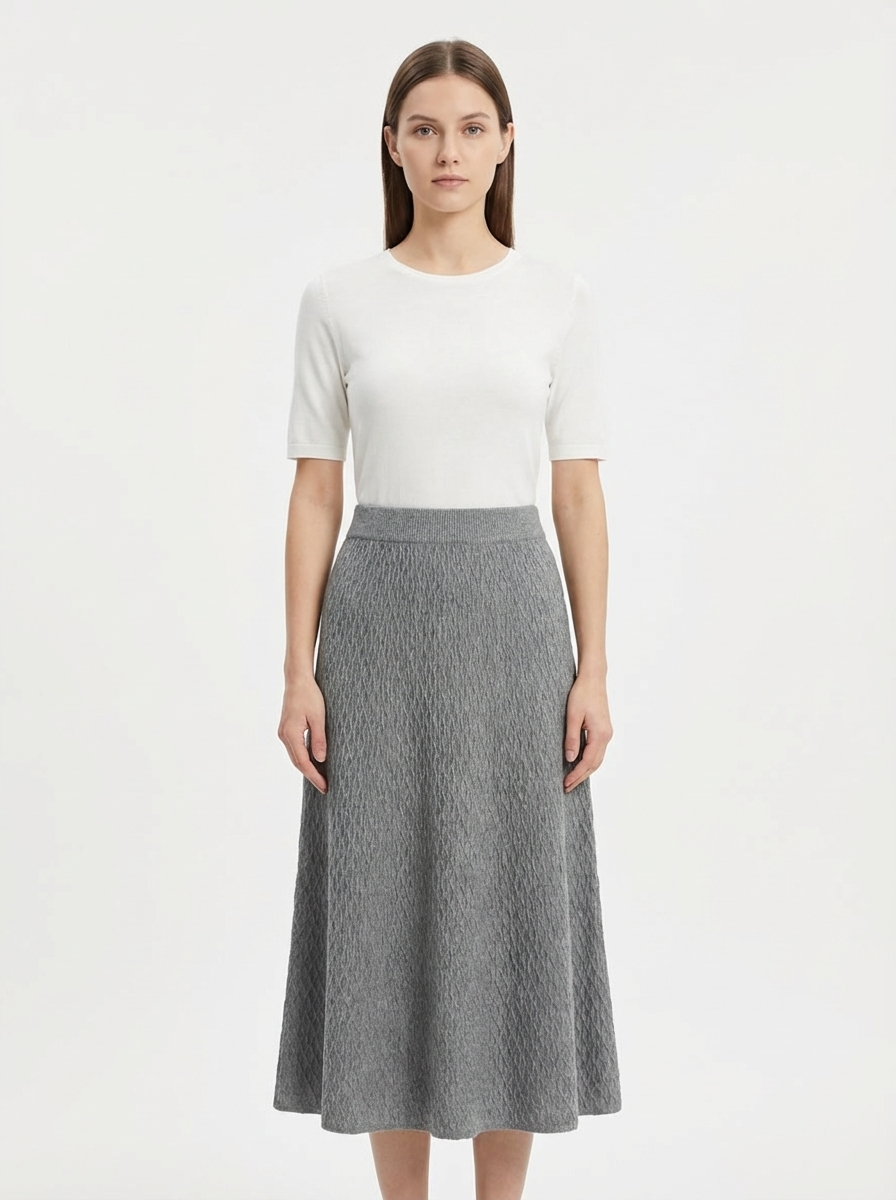Textured Knit A-Line Skirt