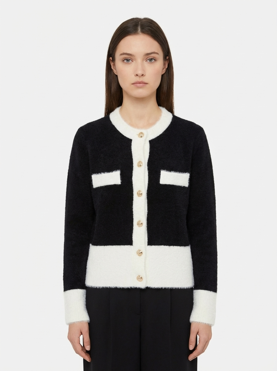 Contrast Knit Cardigan