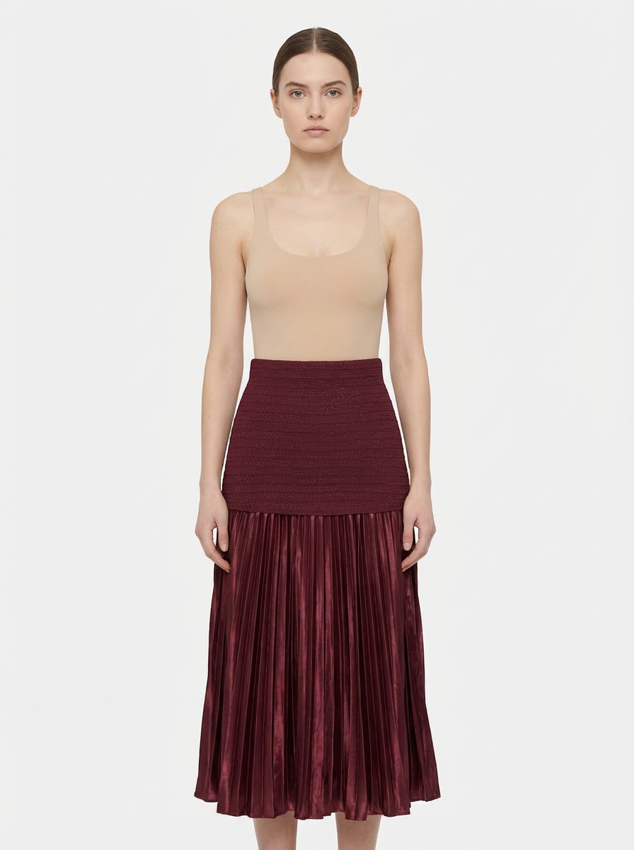 Metallic Pleated Maxi Skirt