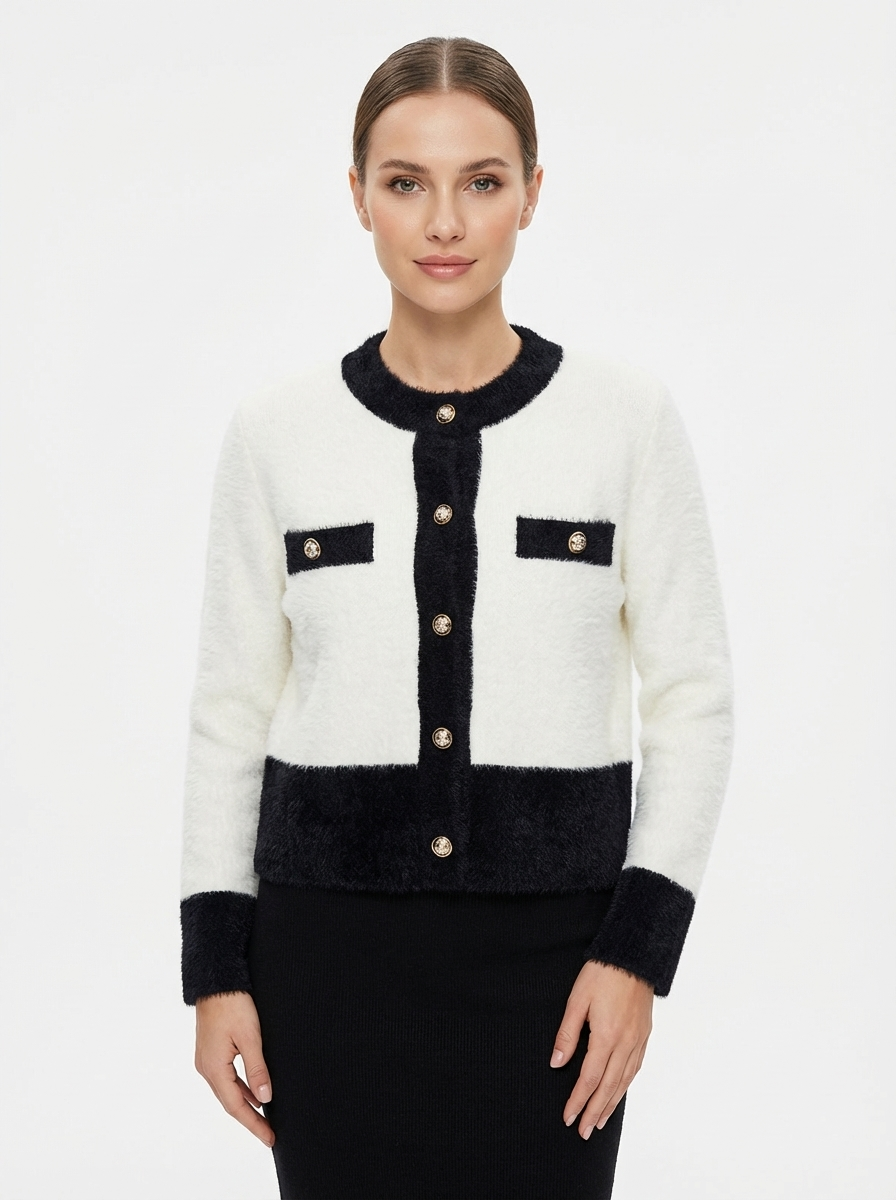 Contrast Knit Cardigan