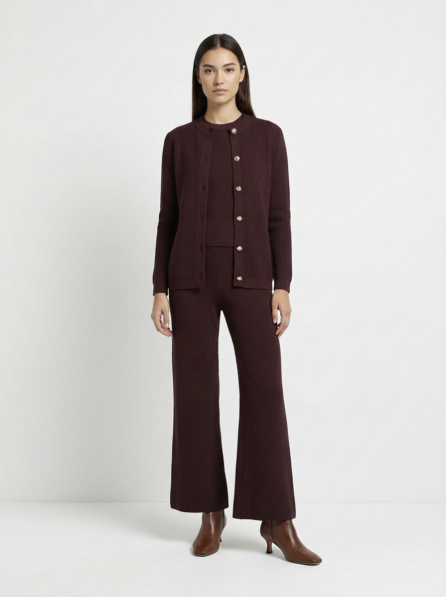 Luxury Knit Suit with Metallic Buttons